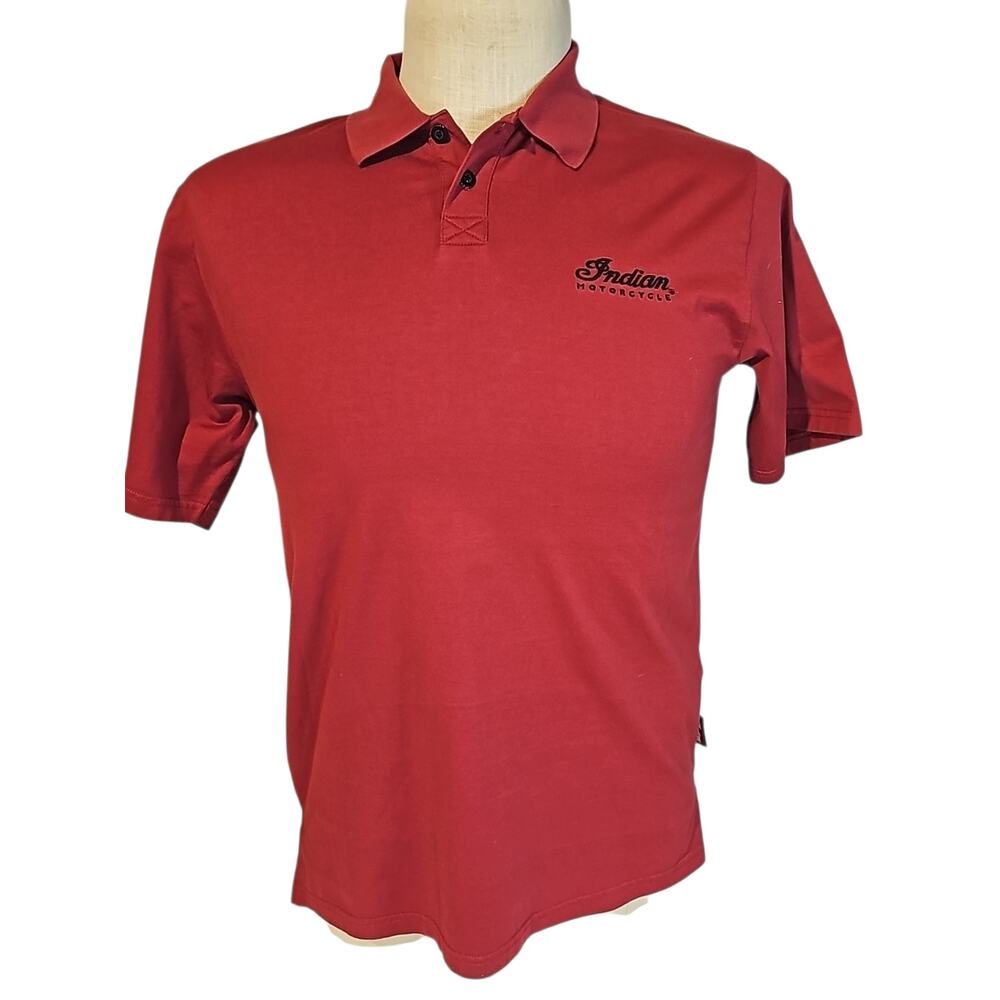 Indian Motorcycle Red Polo Shirt Mens Small Classic Fit 100% Cotton Embroidered